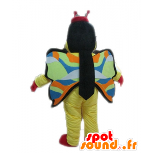 Borboleta amarela mascote, vermelho e preto - MASFR028613 - borboleta mascotes