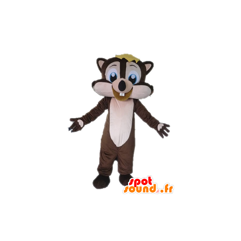 Mascot bruin en roze eekhoorn, vrolijk - MASFR028614 - mascottes Squirrel