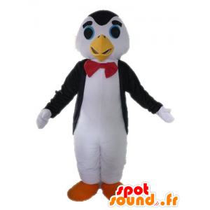 Blanco y negro de la mascota pingüino con una corbata de lazo - MASFR028615 - Mascotas de pingüino