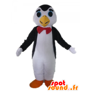 Svartvit pingvinmaskot med en fluga - Spotsound maskot