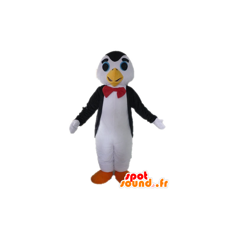 Blanco y negro de la mascota pingüino con una corbata de lazo - MASFR028615 - Mascotas de pingüino