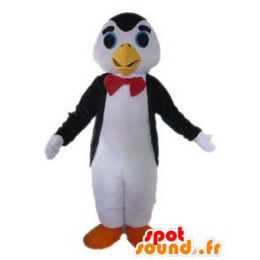 Mascote pinguim preto e branco com um laço - MASFR028615 - pinguim mascote