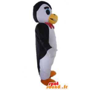 Zwart en wit pinguïn mascotte met een vlinderdas - MASFR028615 - Penguin Mascot
