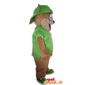 La mascota del oso pardo gigante vestido de verde - MASFR028616 - Oso mascota