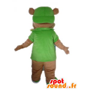 Mascotte gigante orso bruno vestita di verde - MASFR028616 - Mascotte orso