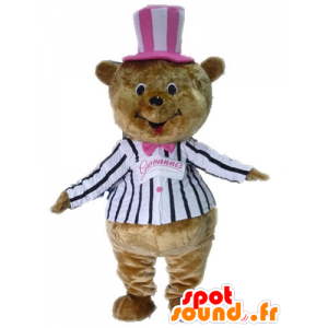 Mascotte d'ours en peluche marron costumé - MASFR028617 - Mascotte d'ours