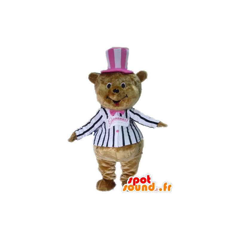 Mascotte d'ours en peluche marron costumé - MASFR028617 - Mascotte d'ours