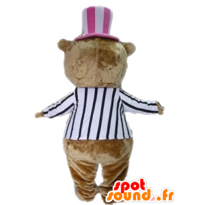 Mascotte d'ours en peluche marron costumé - MASFR028617 - Mascotte d'ours