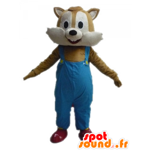 Mascotte scoiattolo marrone e una tuta beige - MASFR028618 - Scoiattolo mascotte