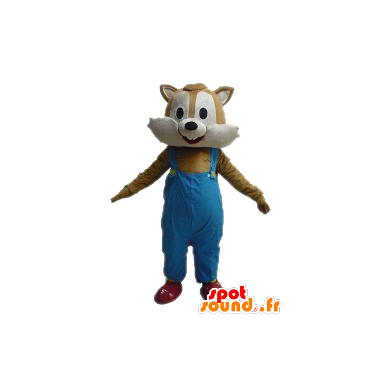 Mascot Eichhörnchen braun und beige Overalls - MASFR028618 - Maskottchen Eichhörnchen