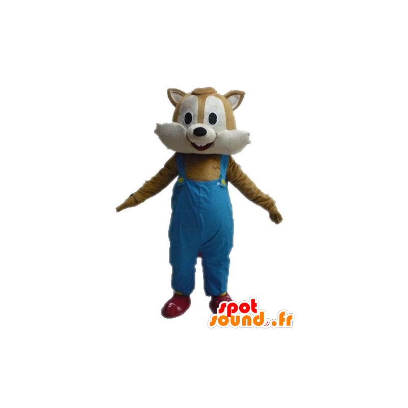 Mascot squirrel brown and beige overalls - MASFR028618 - Mascots squirrel