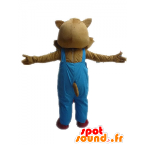 Mascotte scoiattolo marrone e una tuta beige - MASFR028618 - Scoiattolo mascotte