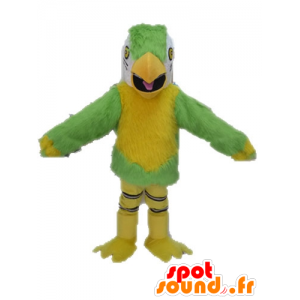 Grøn, gul og hvid papegøje maskot - Spotsound maskot kostume