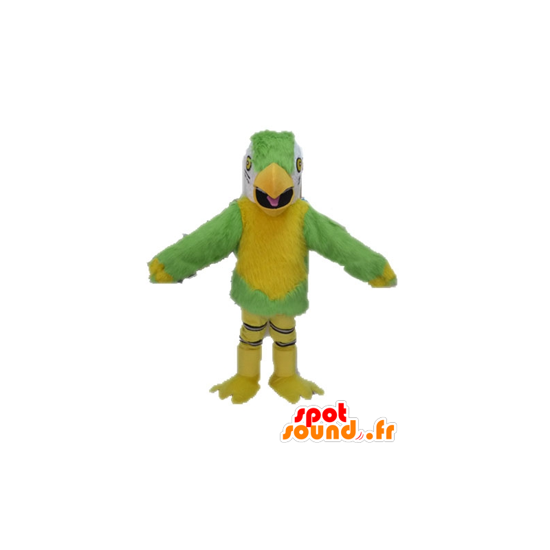 Green parrot mascot, yellow and white - MASFR028621 - Mascots of parrots