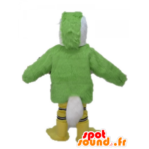 Grøn, gul og hvid papegøje maskot - Spotsound maskot kostume
