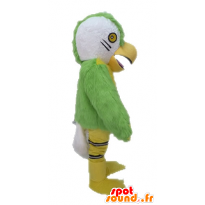 Groene papegaai mascotte, geel en wit - MASFR028621 - mascottes papegaaien
