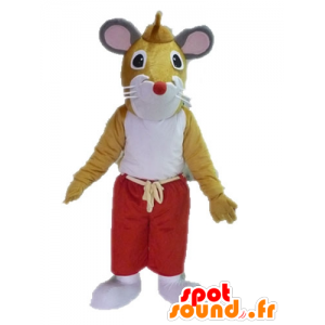 Mascotte de souris marron et blanche. Mascotte de rat géant - MASFR028622 - Mascotte de souris