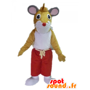 Mascot brun og hvid mus. Kæmpe rotte maskot - Spotsound maskot