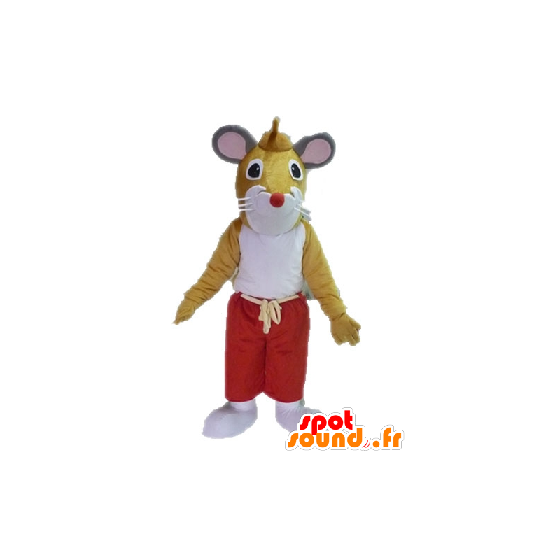 Mascotte de souris marron et blanche. Mascotte de rat géant - MASFR028622 - Mascotte de souris