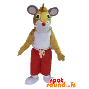 Mascotte de souris marron et blanche. Mascotte de rat géant - MASFR028622 - Mascotte de souris