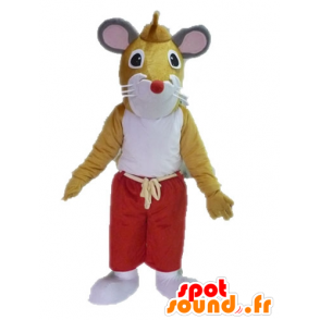 Mascot brun og hvid mus. Kæmpe rotte maskot - Spotsound maskot