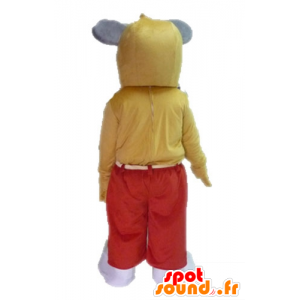 Mascotte de souris marron et blanche. Mascotte de rat géant - MASFR028622 - Mascotte de souris