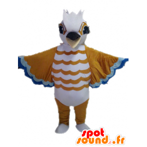 Maskotka brązowy ptak, biały i niebieski - MASFR028625 - ptaki Mascot