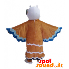 Mascot bruine vogel, wit en blauw - MASFR028625 - Mascot vogels