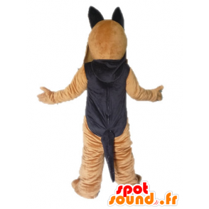 Hundemaskot, brun og sort schæferhund, kæmpe - Spotsound maskot