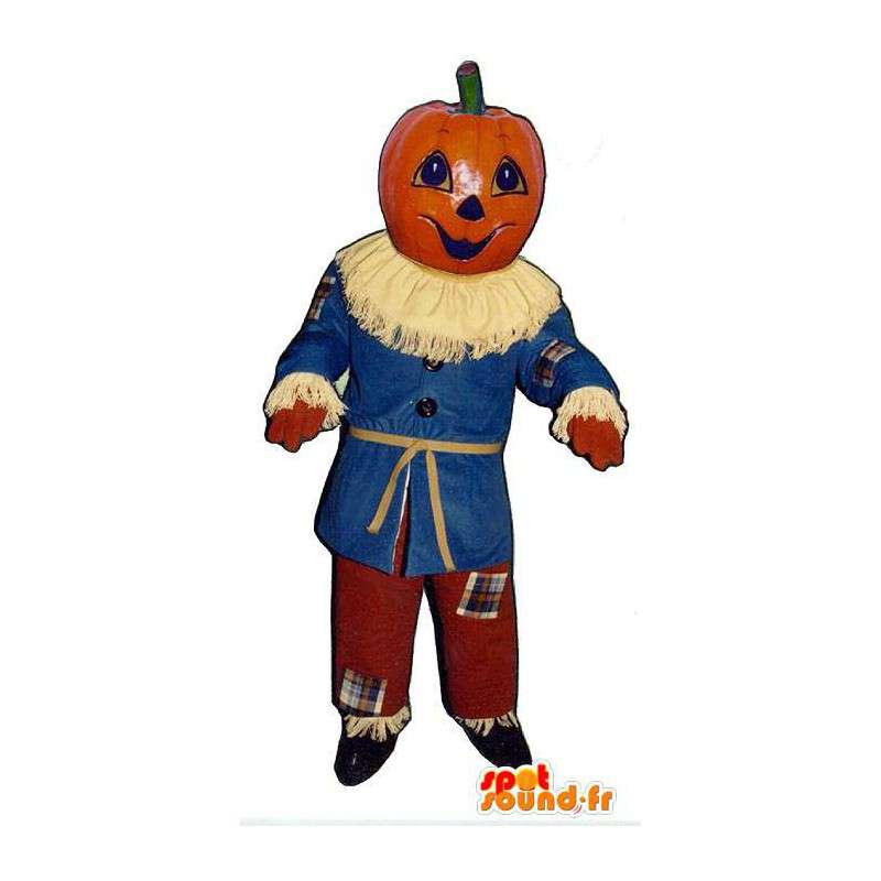 Mascotte de citrouille d'Halloween. Costume d'épouvantail - MASFR007259 - Mascotte de légumes