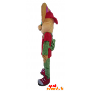 Marrone coniglio mascotte vestita di rosso e verde - MASFR028629 - Mascotte coniglio