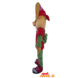 Brun kanin maskot klædt i rød og grøn - Spotsound maskot kostume