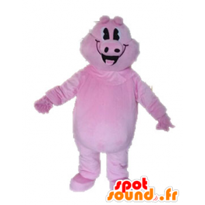 Mascot porco cor de rosa, gigante e sorrindo - MASFR028631 - mascotes porco