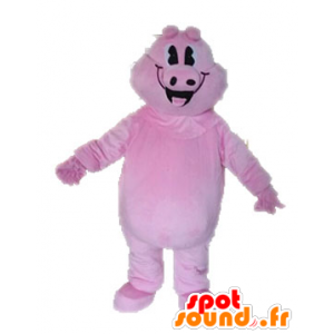 Mascot roze varken, reus en glimlachen - MASFR028631 - Pig Mascottes