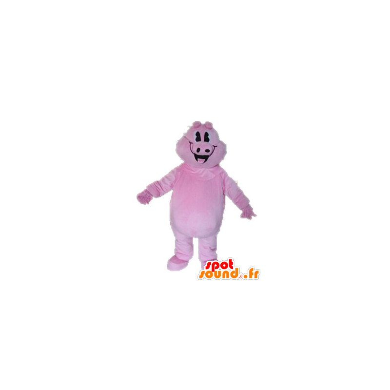 Pink pig mascot, giant and smiling - MASFR028631 - Mascots pig
