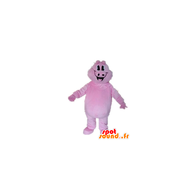 Rosa Schwein Maskottchen, Riese und lächelnd - MASFR028631 - Maskottchen Schwein