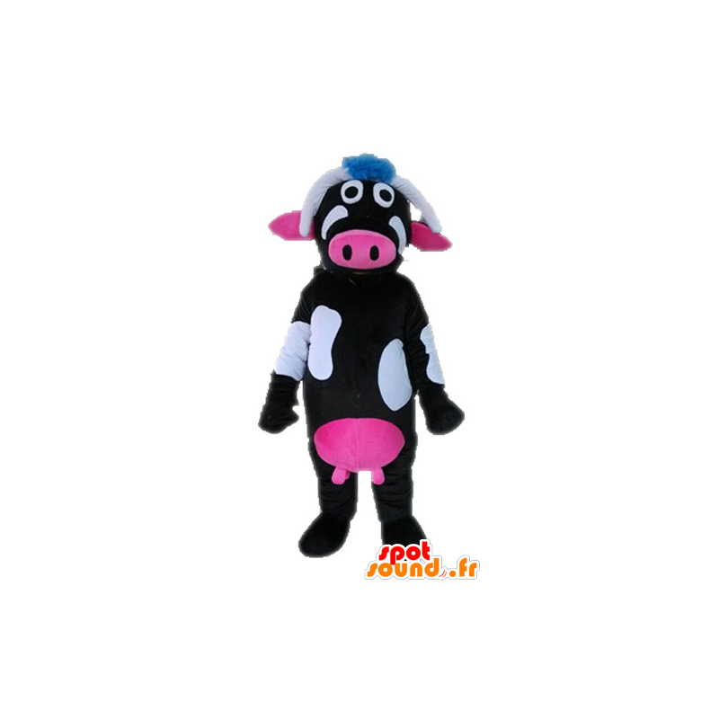Black cow mascot, pink and white - MASFR028633 - Mascot cow