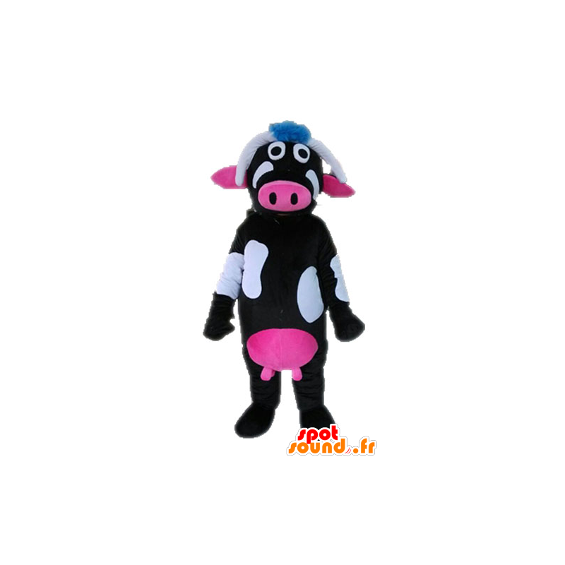 Mascotte de vache noire, rose et blanche - MASFR028633 - Mascottes Vache