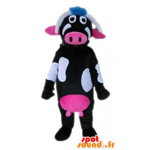 Black cow mascot, pink and white - MASFR028633 - Mascot cow