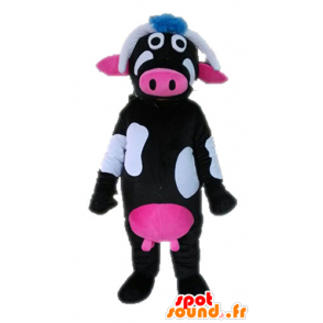 Mascote vaca preta, rosa e branco - MASFR028633 - Mascotes vaca