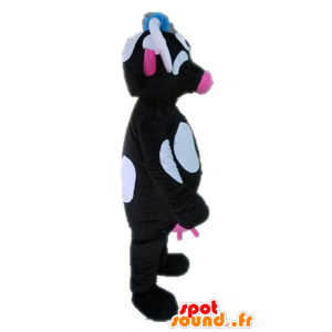 Black cow mascot, pink and white - MASFR028633 - Mascot cow