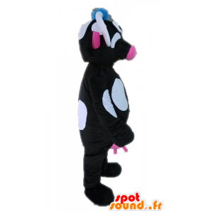 Zwarte koe mascotte, roze en wit - MASFR028633 - koe Mascottes