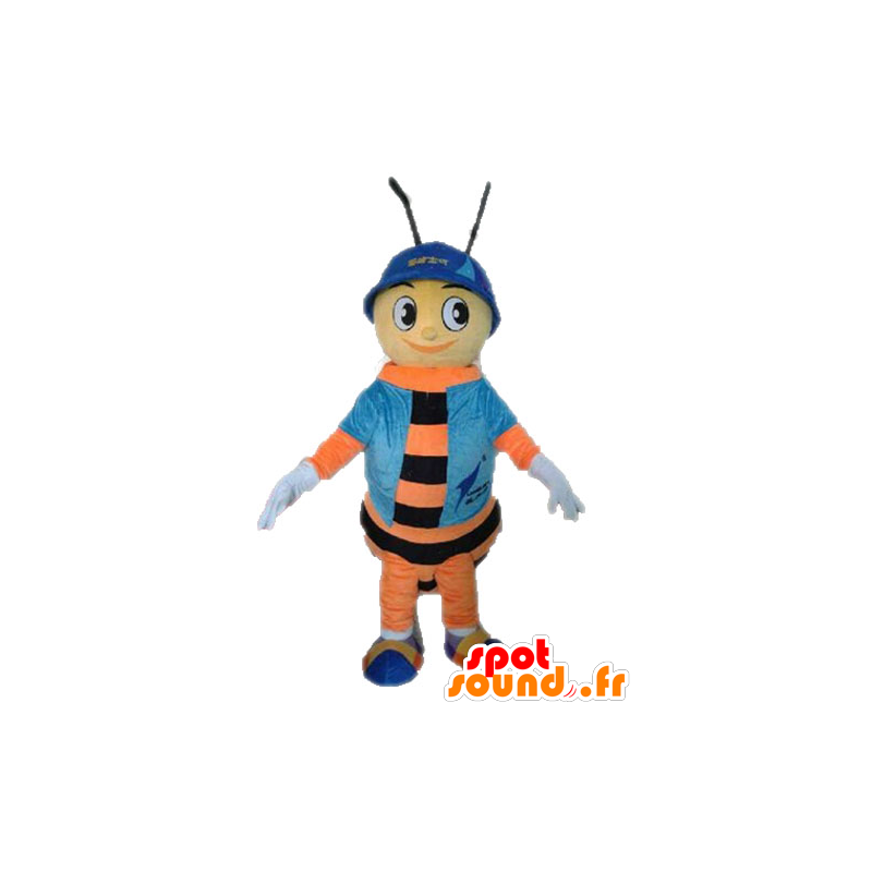 Mascotte d'abeille. Mascotte d'insecte orange et noir - MASFR028634 - Mascottes Insecte