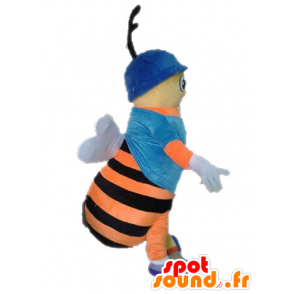 Bee μασκότ. πορτοκαλί και μαύρο μασκότ των εντόμων - MASFR028634 - μασκότ εντόμων