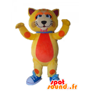 Mascot store gule og oransje katt, søt og fargerik - MASFR028635 - Cat Maskoter