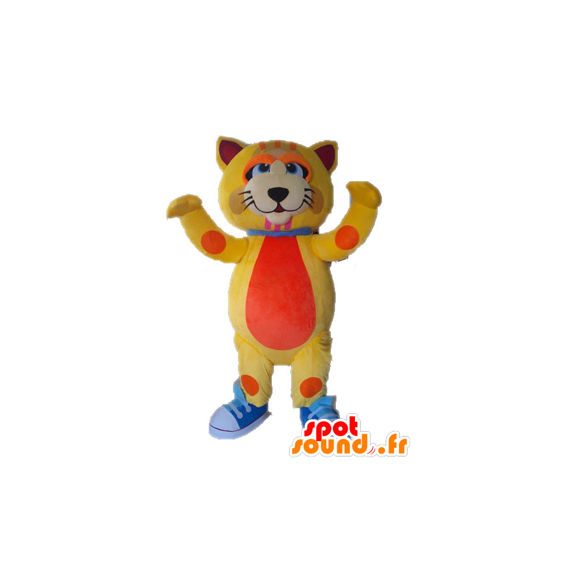 Mascot grote gele en oranje kat, leuk en kleurrijk - MASFR028635 - Cat Mascottes