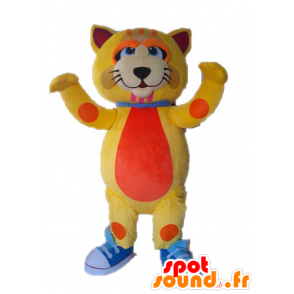 Mascot grote gele en oranje kat, leuk en kleurrijk - MASFR028635 - Cat Mascottes