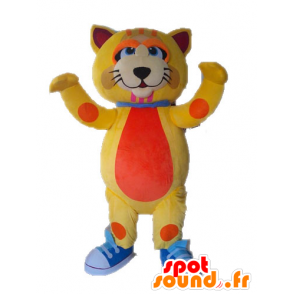 Maskot velká žlutá a oranžová kočka, roztomilý a barevný - MASFR028635 - Cat Maskoti