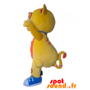 Mascotte de gros chat jaune et orange, mignon et coloré - MASFR028635 - Mascottes de chat