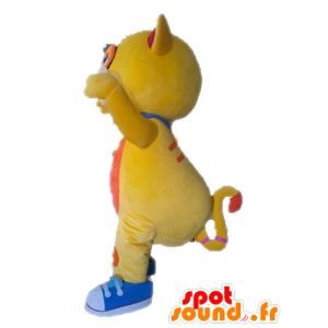 Mascot gato amarelo e laranja grande, bonito e colorido - MASFR028635 - Mascotes gato
